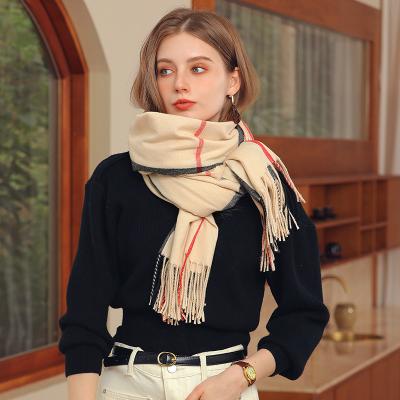 China New Wholesale Polyester Striped Winter Fashion Scarves And Shawls Deep Keep Warm Winter Scarf For Women for sale