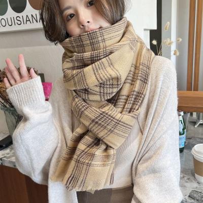 China New Wholesale Polyester Striped Winter Fashion Scarves And Shawls Deep Keep Warm Winter Scarf For Women for sale