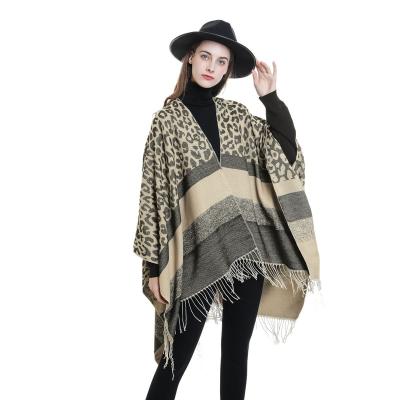 China Wholesale Hot Selling Thick Poncho Cape Plaid Scarf Women Winter Polyester Acrylic Shawls Stoles for sale