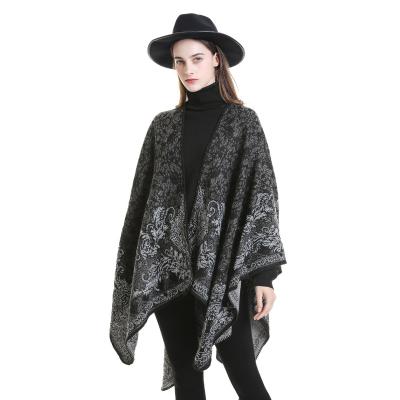 China Wholesale Hot Selling Thick Poncho Cape Plaid Scarf Women Winter Polyester Acrylic Shawls Stoles for sale