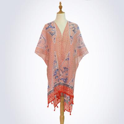 China Cover up beach wear ladies summer shawls beautiful thin wholesale cotton polyester beach shawl for women for sale