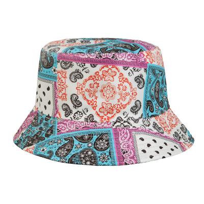 China Women High Quality Fisherman Polyester Fashion Hip Hop Summer Bucket Double Sided Printed Hat for sale