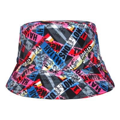 China Women High Quality Fisherman Polyester Fashion Hip Hop Summer Bucket Double Sided Printed Hat for sale