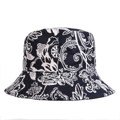 China Women High Quality Fisherman Polyester Fashion Hip Hop Summer Bucket Double Sided Printed Hat for sale