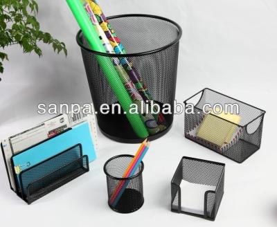 China Modern Waste Bin Series Mini Metal Mesh Office Stationery Gift Set for sale