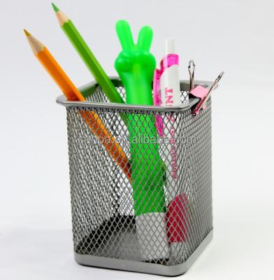 China Modern Office Hot Sale Metal Mesh Square Pen Holder /Pencil Holder for sale