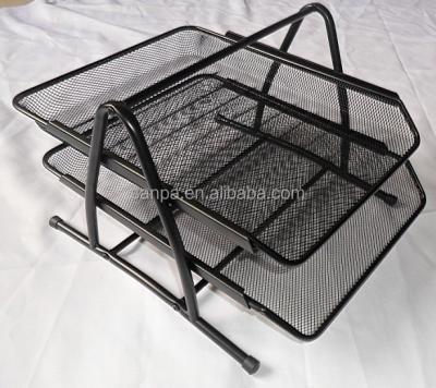 China Desk Organizer Metal Mesh 2 Tier A4 File Tray Magazine Holder for sale