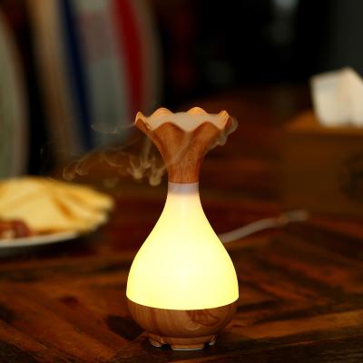 China Outdoor Bamboo Wooden Grain Essential Oil Aroma Diffuser USB Mist Home Ultrasonic Aroma Diffuser With LED for sale