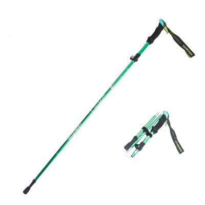 China Green EVA 5 Sections Stick Camping Accessories Bastones Hiking Trekking Hiking Stick for sale