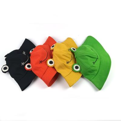 China 2021 Customized Wholesale Dobby Logo Fisherman Cap Cute Frog Summer Children's Unisex Bucket Hats for sale