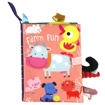 China Cloth Dinosaur Ocean Farm Jungle Tail Animals Story Book Baby Cloth Soft Cloth Book For Baby for sale