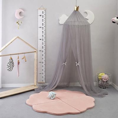 China Factory supply 100% polyester circular shape folded baby beds with mosquito net in europe style for sale