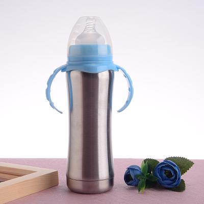 China Double Wall Viable Vacuum 240ml 280ml Baby Thermo Flask Kids Milk Nipple Stainless Steel Water Bottle Thermal Insulated Baby Bottle for sale