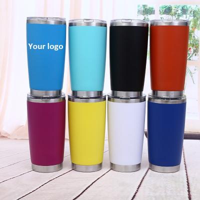 China 20oz Powder Coat Water Tumbler Travel Mugs Stainless Steel Car Tumbler Double Wall Regular Viable Colorful Mugs With Lid for sale