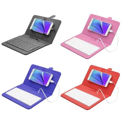 China Wholesale (Max) 80-Keys Length 22.5cm Width 9.5cm ENKAY Tablets Wired Keyboard Tablet Leather Case with Stand for Android Tablet/Android Mobile Phone for sale