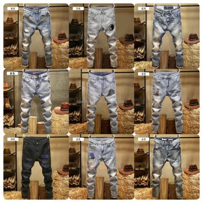 China Breathable Hot new European and American spring and summer ripped jeans high quality street trend men's jeans for sale