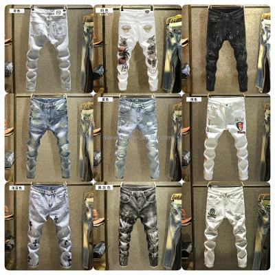 China Breathable 2024 Factory wholesale high street ripped jeans High quality printed men's jeans for sale