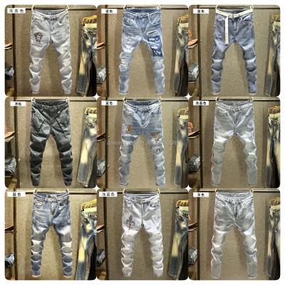 China Breathable Hot 2024 new streetwear hip hop high-waisted vintage ripped jeans men's flared folded jeans wholesale for sale