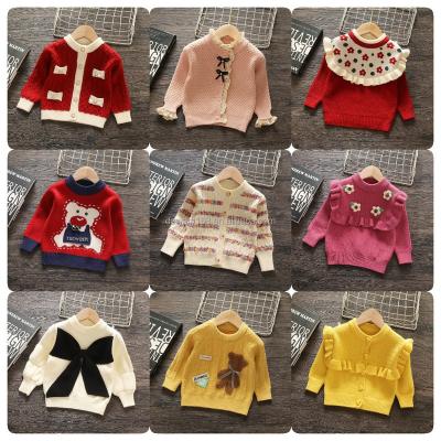 China Anti-Shrink Children's knitwear autumn winter 2024 new baby girl round neck cute cartoon top for sale