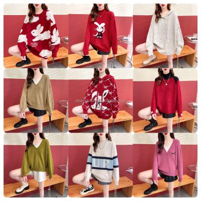 China Anti-pilling Women's Sweater Wholesale Women's Wool Knitted Winter Garden Neck Sweater Thick Cashmere Sweater for Women for sale