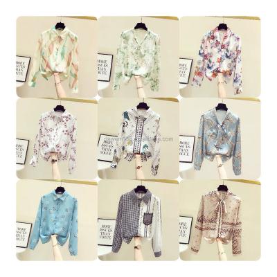 China Anti-pilling 2024 summer new Korean design sense pleated square collar bubble sleeve chiffon shirt female factory wholesale for sale