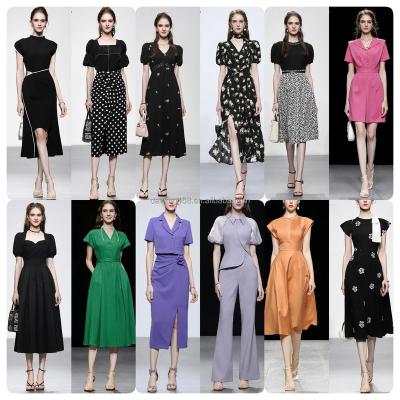 China Anti-Static Factory wholesale 2024 new oversized women's dress color matching lantern sleeve MIDI skirt for sale