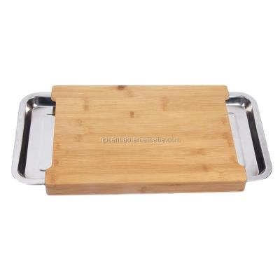 China Viable wholesale custom large bamboo cutting board with tray for kitchen for sale