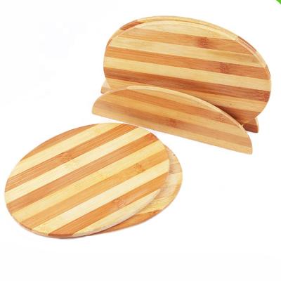 China Sustainable Organic Round Bamboo Fiber Cutting Board Set Of 3 With Handle for sale