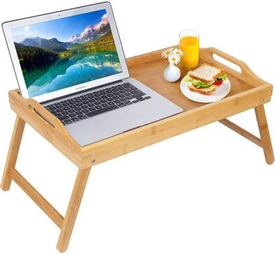 China Behind Doors/On Walls Eco Friendly Bed Tray with Serving Breakfast Table Bed Tray for Eating and Folding Leg and Bamboo Laptops for sale