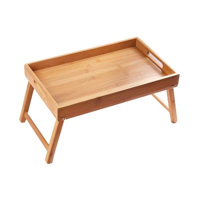 China Behind Doors/On Walls Bamboo Serving Tray With Square Wooden Handle Food Bed Tray for sale