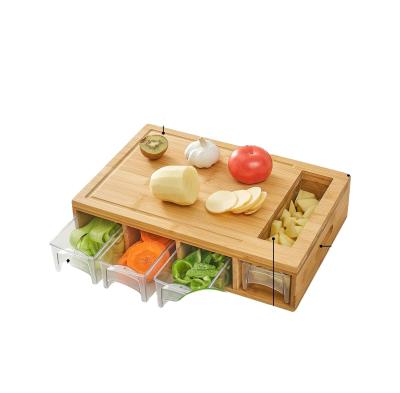 China Large Sustainable Bamboo Cutting Board Set With 4 Container Oil for sale