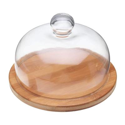 China Wholesale Round Bamboo Cake Tray Serving Stand with Cover for sale