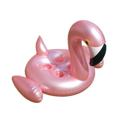 China Flamingo Stocked Inflate Coasters Drink Holder Inflatable Float Coasters Swimming Cup Holder with 4 Holes for Juice Beer for sale