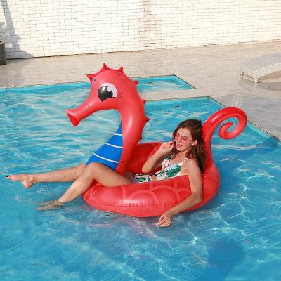 China Water Play High Quality Thick PVC Material Inflatable Swimming Ring For Row Seahorse Ring Adult Inflatable Float Float for sale