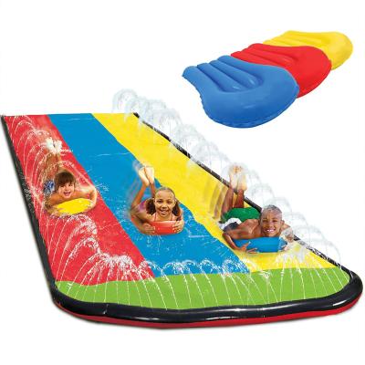 China Backyard Inflatable Outdoor Water Playground PVC 480*200Cm Inflatable Rainbow Floating Water Slide For Kids for sale