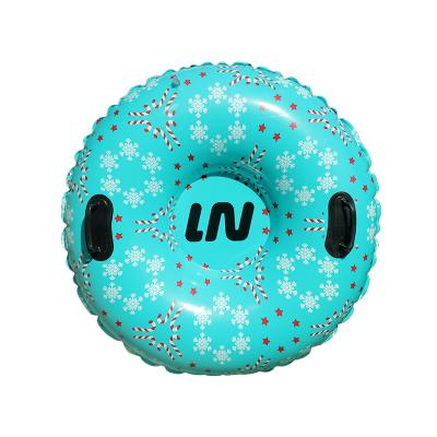 China Environmental Inflatable PVC Snow Board 34 Inch Round Snow Tube Sled With 2 Grip Handles Water Ski Tube Winter Sports For Kids And Adults for sale