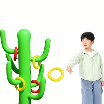 China Kids Playing New Inflatable Cactus Ring Toss Game With 3 Cup Holders Pool Toys With Low Rise Water Beach Party Supplies for sale