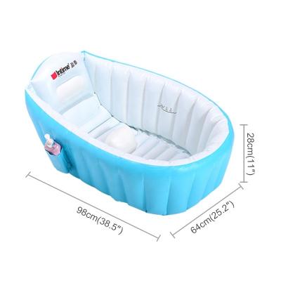 China Blue Collapsible Non-Slip Baby Bath Tub Inflatable Shower Bath Inflatable Infant Basin For Newborn Travel Tub With Seat for sale