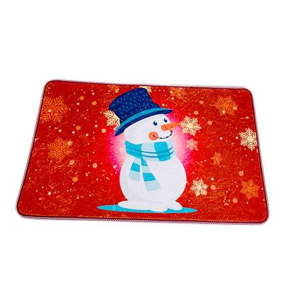 China Christmas Washable Customizable Pattern Soft Polyester Flocking Down Velvet Mats Entrance Hallway Door Floor Process Mat For Home for sale