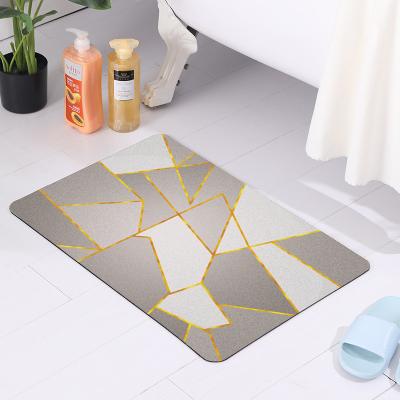 China Sustainable Luxury Geometrial Pattern Washable High Water Absorbent Bath Shower Floor Synthetic Leather Nanocoated Non-Slip Mat For Home for sale