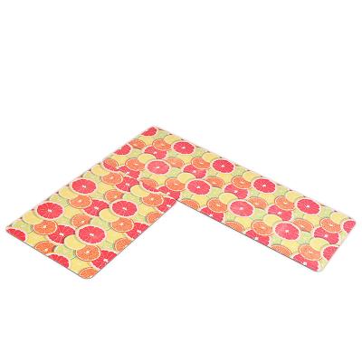 China Fruit washable design decorative synthetic leather nanocoating rubber the 2 piece set good-slip ATI kitchen floor mat for home for sale