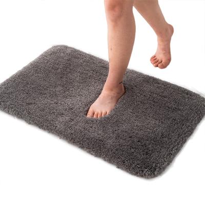 China Shower Pile Washable Thick Gray Fleece Berber Long Plush Breathable Fluffy TPR Backed Non-Slip Bath Floor Mat Bathroom Living Blanket for sale