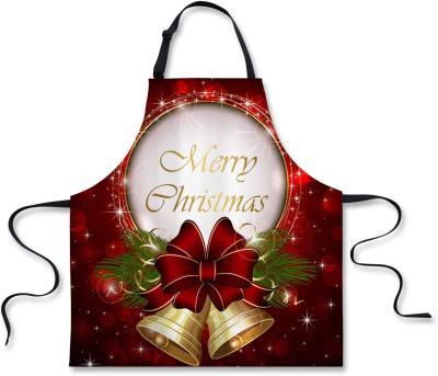 China Unisex Eco-Friendly Christmas Bow Kitchen Bib Apron with Adjustable Neck for Cooking Christmas Baking Gardening Apron for sale