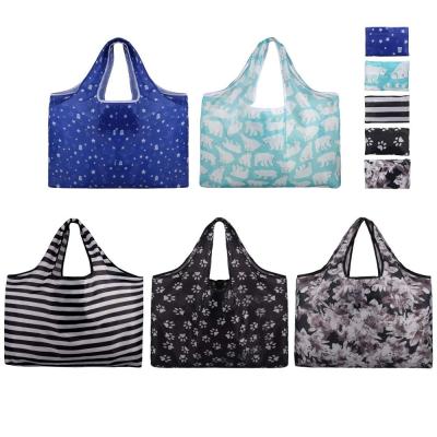 China Ripstop Eco-Friendly Recyclable Eco-Friendly Fabric Collapsible Reusable Grocery Bag Folding Shopping Bag for sale