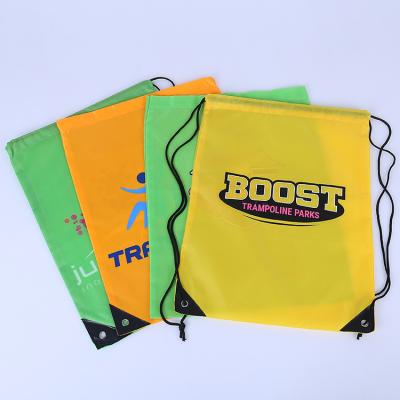 China Custom Eco-friendly Nylon Drawstring Backpack 210D Polyester Waterproof Drawstring Bag for sale