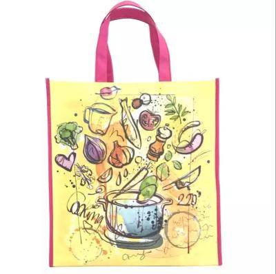 China Custom Promotional Eco-friendly Tote Reusable Textile PP Nonwoven Laminated Large Pink Shopping Bag With Logo for sale