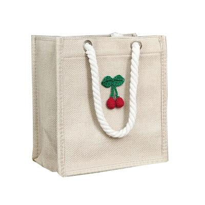 China Eco - Friendly Eco - Friendly Fabric Soft Handbag Small Empty Canvas And Jute Bag With Cotton Rope Handle for sale