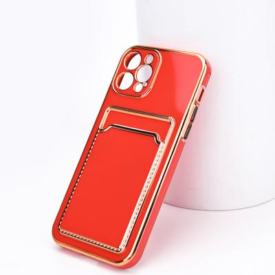 China Lens Camera Shockproof Protector Electroplate TPU Card Slot Back Cover Phone Case For iPhone 12 11 6s 7G 8 plus for sale