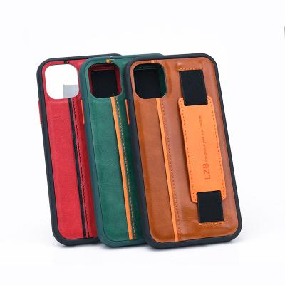 China PU Leather Wrist Strap Hand Strap Shockproof Band Stand Cell Phone Case For iPhone X xr xs max for sale