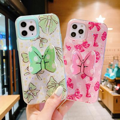 China Shockproof Acrylic Butterfly Kickstand Mobile Phone Bracket Epoxy Case For Samsung Galaxy a10 a20 a30 for sale